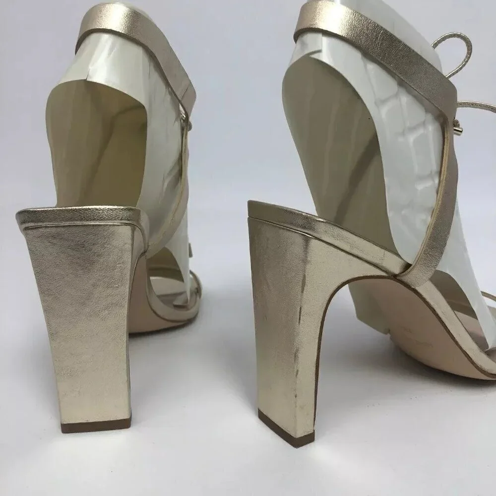 Nine West Womens Longitano Dress Sandals Gold Metallic 7.5M